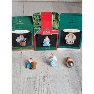 Hallmark miniature angel seeds of joy ornament Xmas set‎ religious